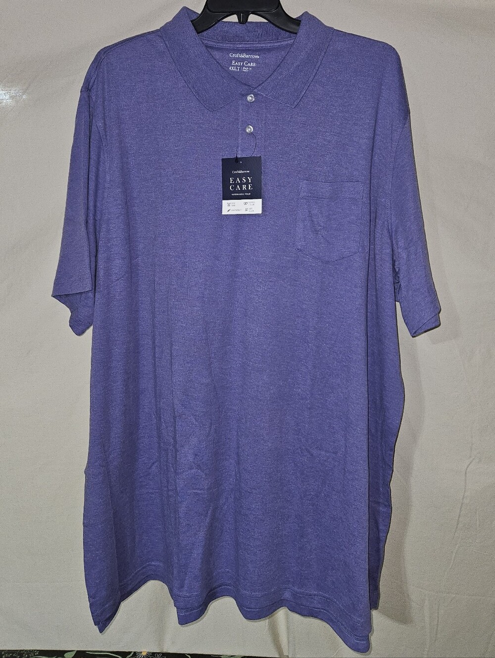 NWT Croft & Barrow Men's Purple Polo with Chest Pocket
